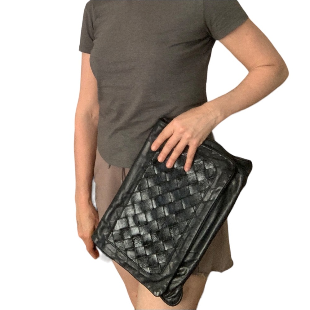 Jas MB London Woven Leather Oversized Clutch - Black - Picture 7 of 8